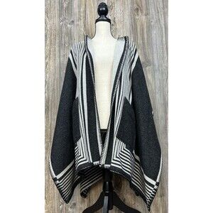 MiH Blanket Wrap Reversible Cardigan Poncho XS/S Wool Blend OverSized‎ Lagenlook